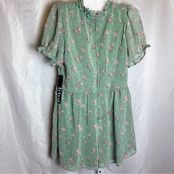 Trixxi Mint Green Floral Romper XL NWT Ruffle Babydoll Cottagecore Fairycore - Picture 8 of 13